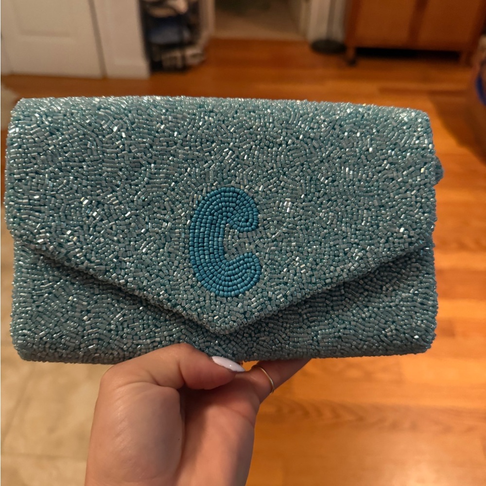 Island To East Side Beaded Clutch in Teal
